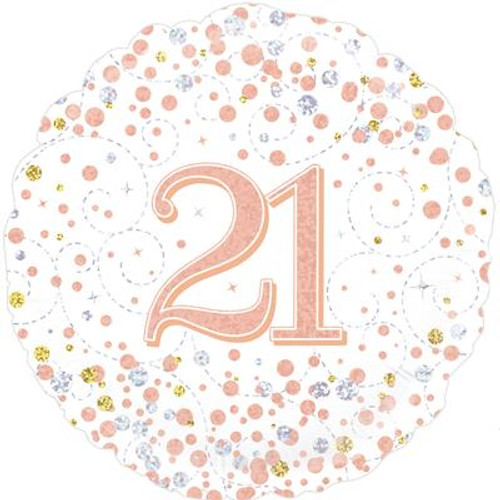 H100 18in Foil Balloon Rose Gold Sparkling Fizz Age 21