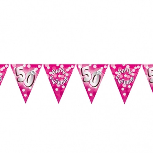 Pink Sparkle Bunting Age 50