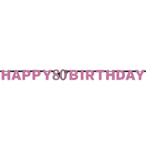 Pink Celebration Age 80 Letter Banner