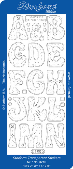 Peel Off Large Alphabet A to N Glitter Silver