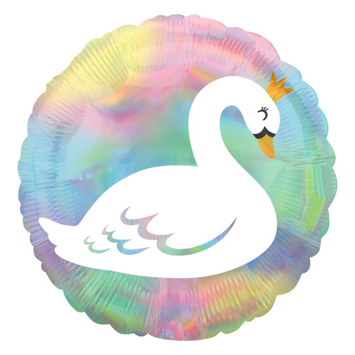 H100 18in Foil Balloon Iridescent Pastel Swan