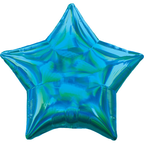 H100 18in Foil Balloon Star Iridescent Cyan