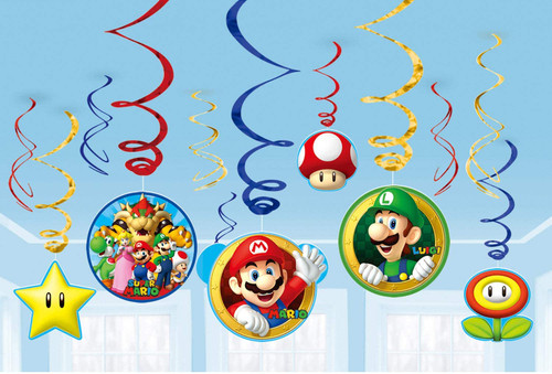 Super Mario Swirl Decoration Pk12