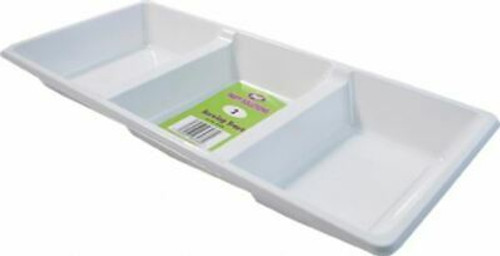 White Plastic 3 Compartment Serving Tray 39x18cm Pk2