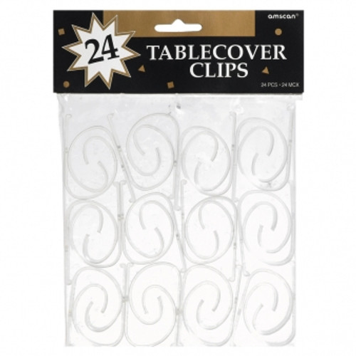 Clear Plastic Tablecover Clips Pk24