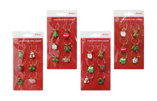 Xmas Wine Charms PVC 6Pc