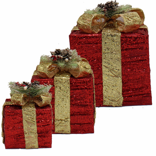 Parcels x 3 Red and Gold