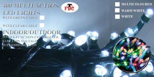 400 LED String Lights White with Green Cable