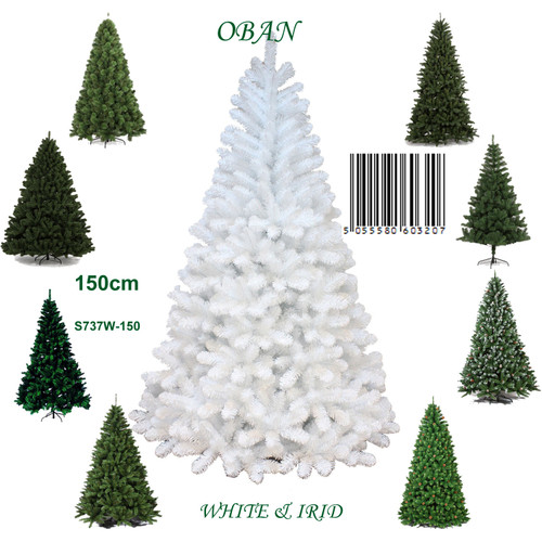 Oban white 150cm Christmas tree Met Stand