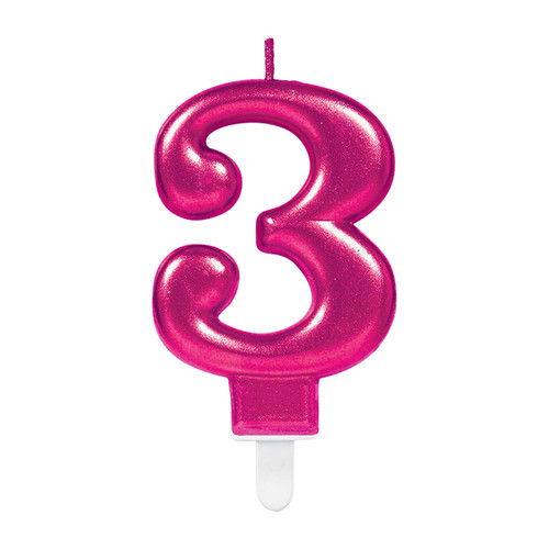 Pink Sparkle Celebration Candle Number 3