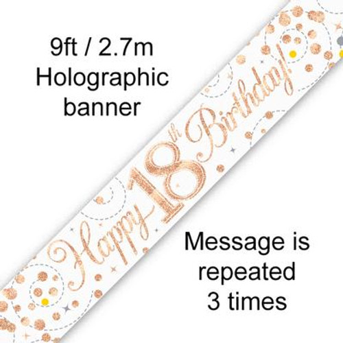 Rose Gold Sparkling Fizz Banner Age 18 9ft