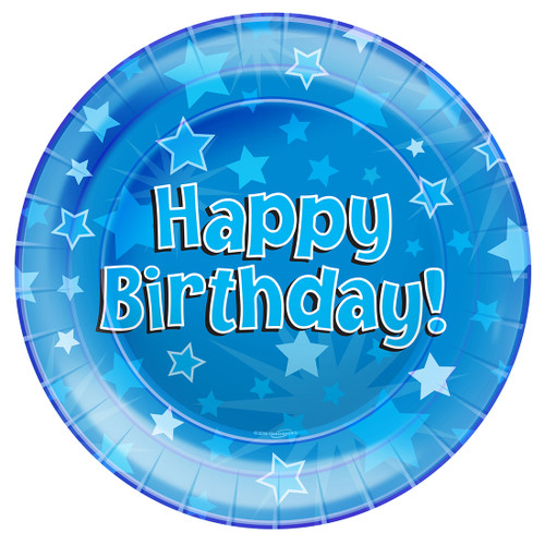 Blue Happy Birthday Plates Happy Birthday 23cm 8Pk