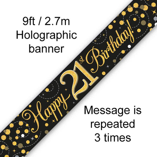 Gold Sparkling Fizz Banner Age 21 9ft