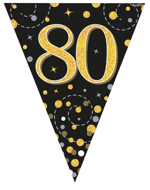 Gold Sparkling Fizz Bunting 11 Flags Age 80