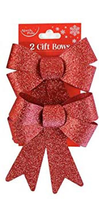 Glitter Bows Red Pk2