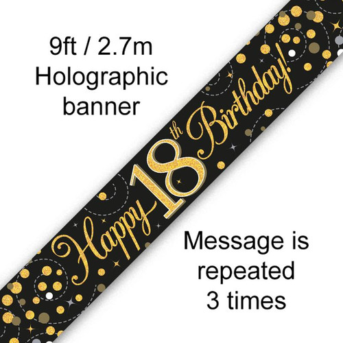 Gold Sparkling Fizz Banner Age 18 9ft