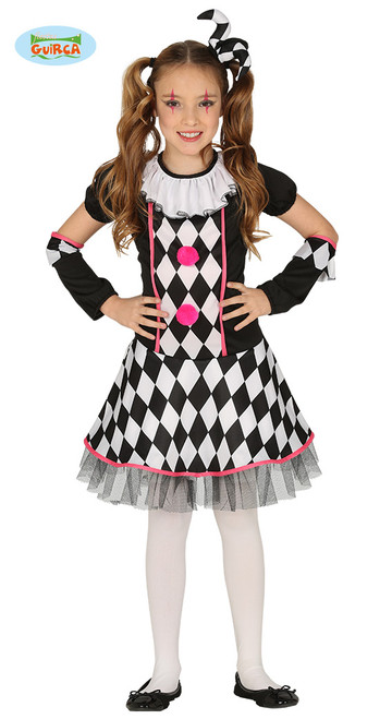 Girls Dark Circus Jester Age 5 to 6 Years