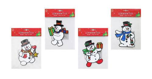 SNOWMAN WINDOW STICKER 18cm GLITTER