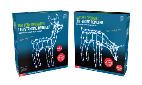 LED WIRE REINDEER BATTERY OPERATED TIMER 