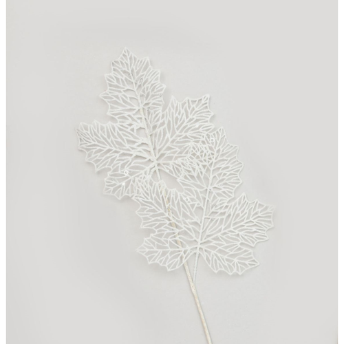 66cm Glitter Maple Leaf White