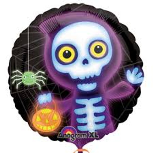 H100 18in Foil Balloon Skeleton Ghost and Spider web