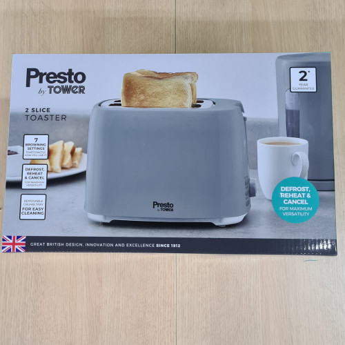 Tower Presto Light Grey Toaster 2 Slice