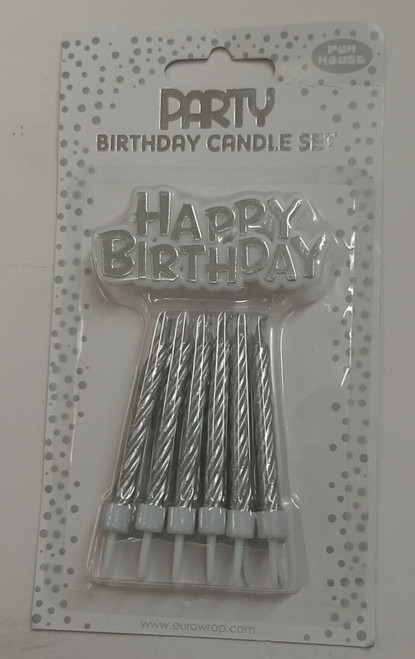 Happy Birthday Candle Set Silver