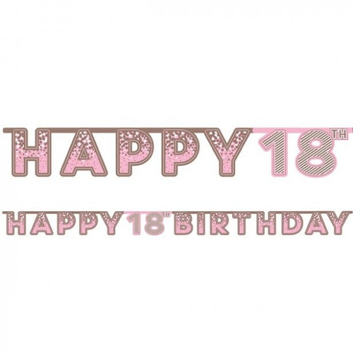 Happy 18th Birthday Letter Banner Pink