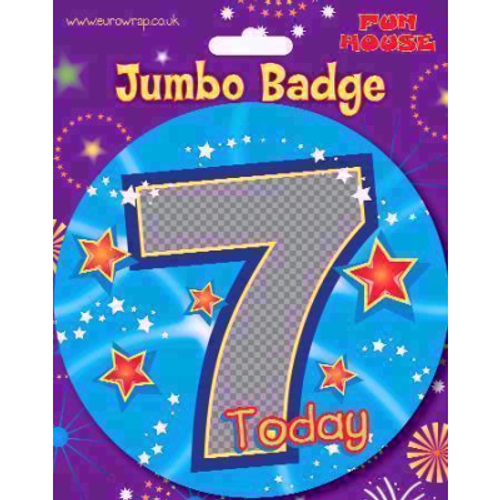 Jumbo Birthday Badge Age 7 Blue