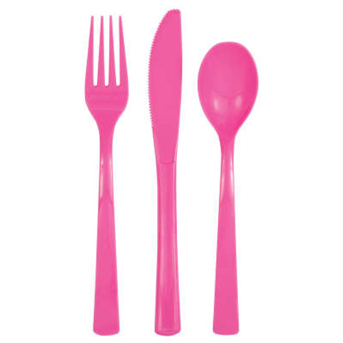 Assorted Cutlery Hot Pink Pk18