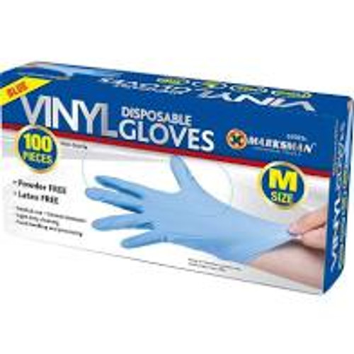 Marksman Disposable Vinyl Gloves Powder Free Latex Free Box 100 Size Medium