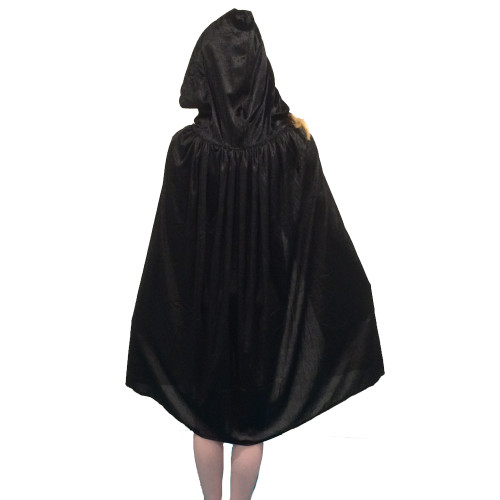 Short Hooded Velveteen Cloak Black