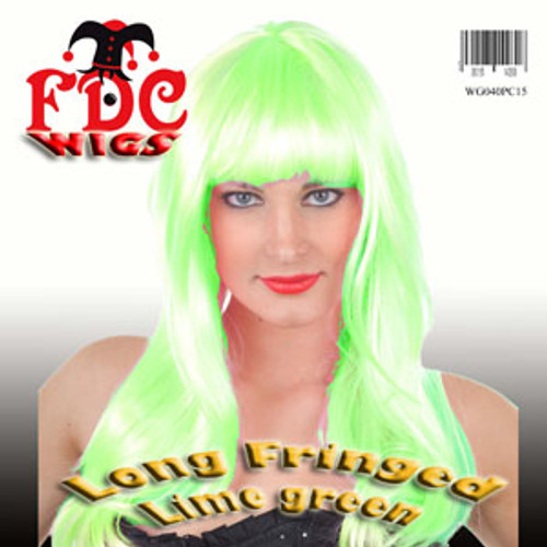 Long Straight Fringed Wig Lime Green