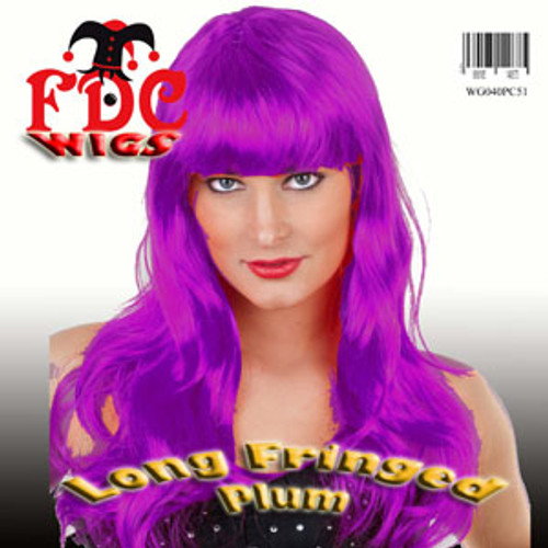 Long Straight Fringed Wig Plum