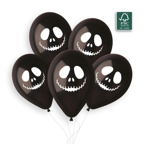 13in Latex Balloons Scary Face Black Pk50