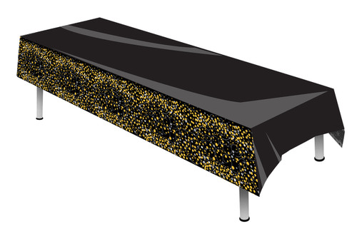 Black and Gold Sparkling Fizz Tablecover 137x260cm