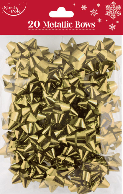 Metallic Bows Gold Pk20