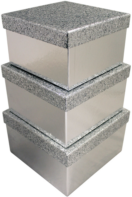 Silver Glitter Box Square Size 2