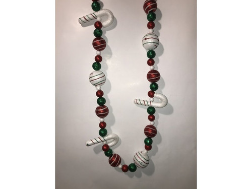 138cm Red Candy Cane and Coloured Ball Garland