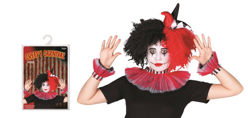 RED AND BLACK CLOWN WIG