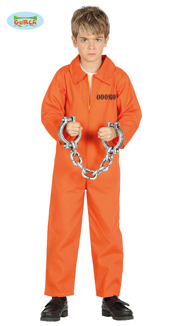 Convict Prisoner Orange Overalls Age 10 to 12 Years
