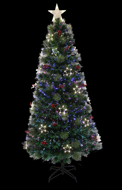 LED FIBRE OPTIC TREE 180cm WITH STARS MULTICOLOURED