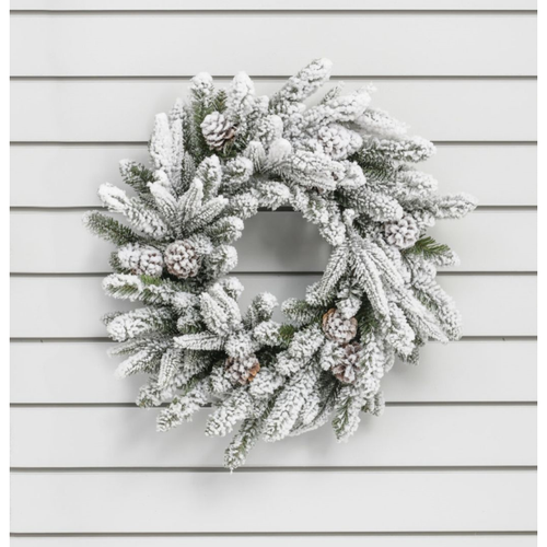 24in Flocked Pine Cone Wreath