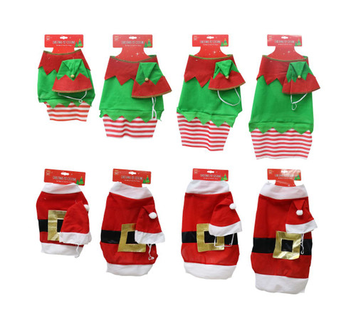 PET COSTUME 2pc SANTA/ELF 4 SIZES