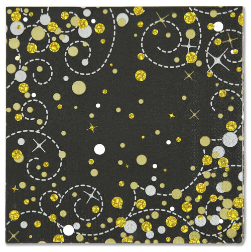 Black Gold Sparkling Fizz Napkins Pk16