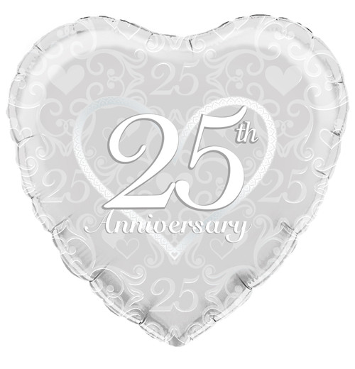 H100 18in Foil Balloon Happy 25th Anniversary Filigree