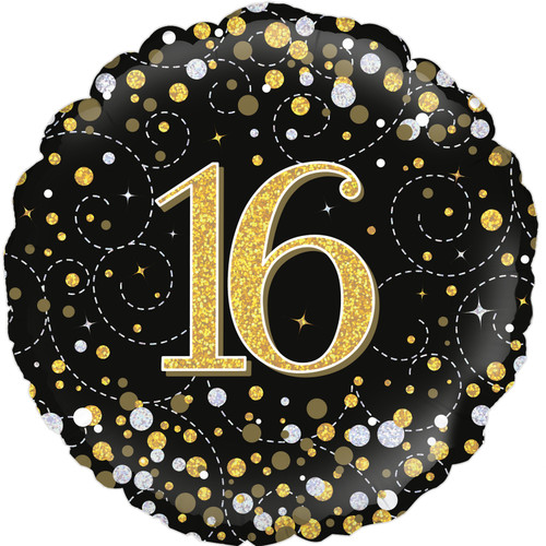 H100 18in Foil Balloon Gold Sparkling Fizz Age 16