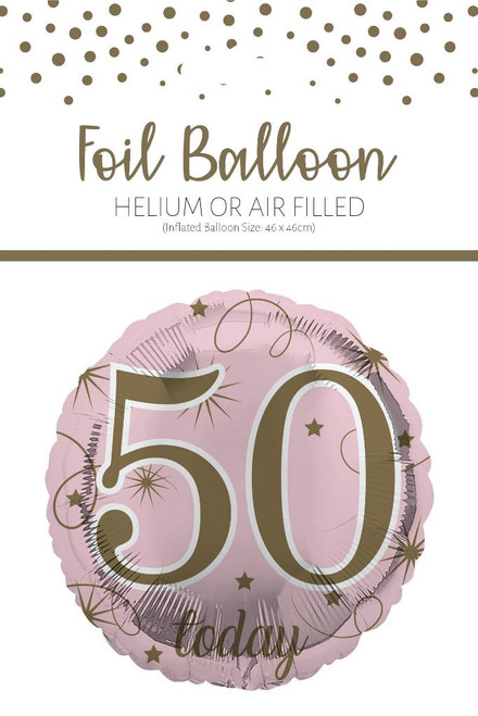 H100 18in Foil Balloon Age 50 Rose Gold