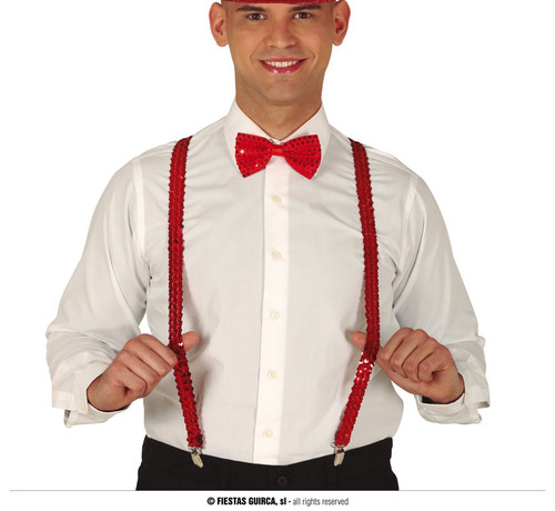 Sequin Suspenders Red Braces