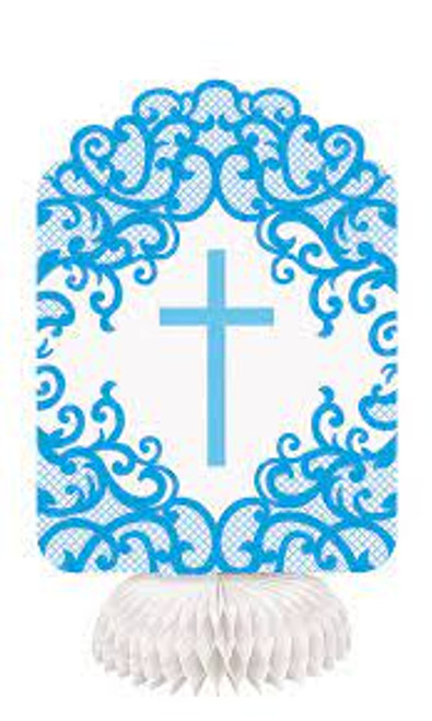 Blue Cross Honeycomb Decorations Communion or Christening Pk3